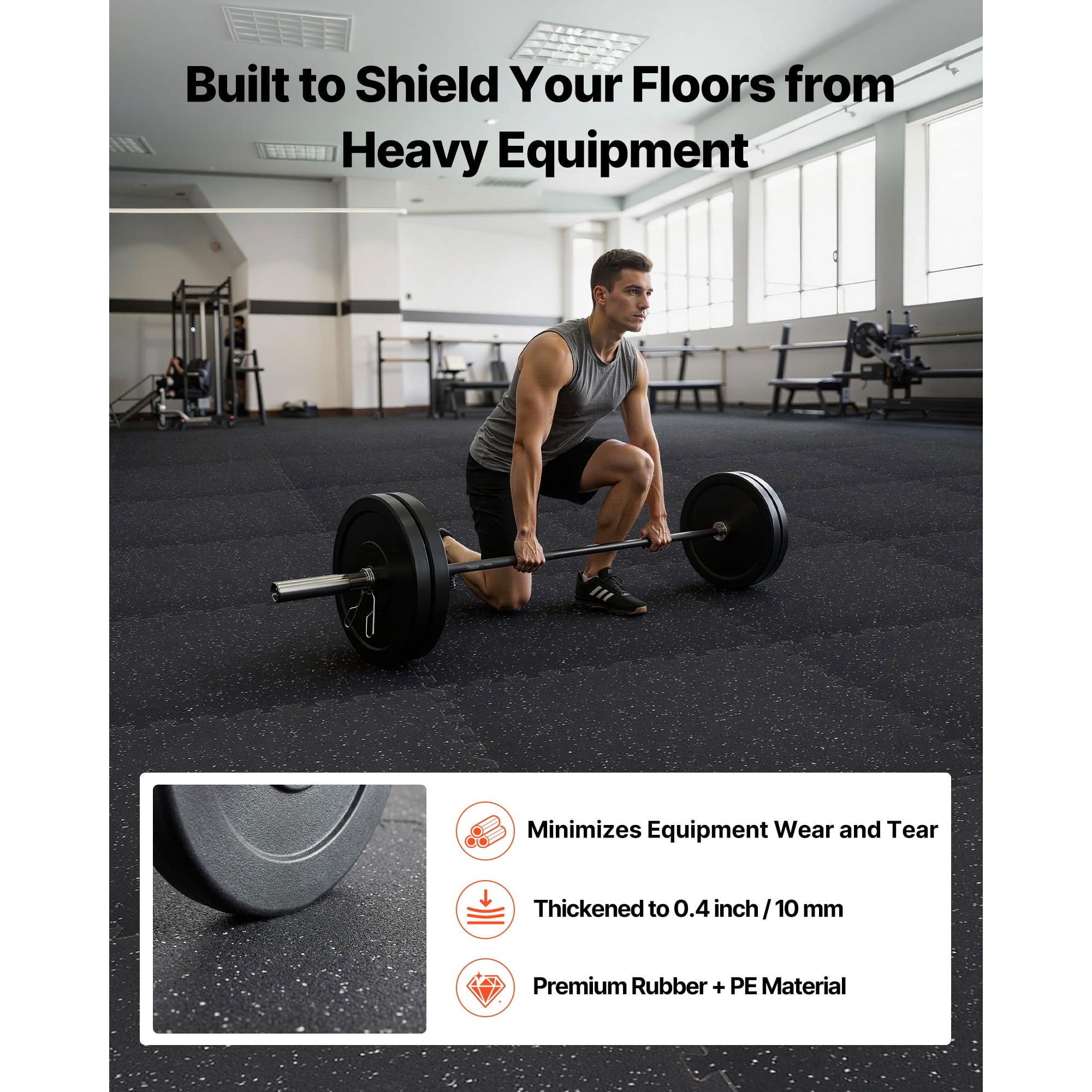 KFFKFF Puzzle Exercise Mat, 24 PCS Fitness Mats, 24 x 24 x 0.4 in, Durable EVA Foam Tiles, Interlocking Soft Rubber Flooring, Protective Padding with White Dots for Home Gym or Office