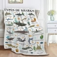 thumbnail image 2 of Types of Sharks Blanket Gifts for Women Teens Men Adult Shark Lovers - Shark Print Plush Cozy Warm Fuzzy Throw Flannel Comforter Sheet Decor for Birthday Home School Car Bed Couch Sofa - 50" X 60", 2 of 6