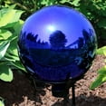 thumbnail image 5 of Sunnydaze Mirrored 10" Blue Stainless Steel Outdoor Gazing Globe, 5 of 9