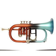 SUMMER SALE Flugel Horn 4 Valve Bb Pitch Orange And Green Colored W/Case, MP