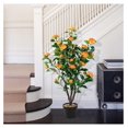 thumbnail image 2 of 40’’ Faux Camellia Trees Set of 2, in Cement-Filled Pot w/ 37 Flowers, 3 Trunks, Fake Trees for Indoor Outdoor Home Office Living Room Porch Decoration, 2 of 5