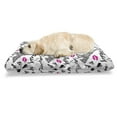 thumbnail image 1 of Paris Pet Bed, Eiffel Tower Lipstick Kiss Heart Shape Words Love Touristic Architecture, Chew Resistant Pad for Dogs and Cats Cushion with Removable Cover, 24" x 39", White Black Pink, by Ambesonne, 1 of 4