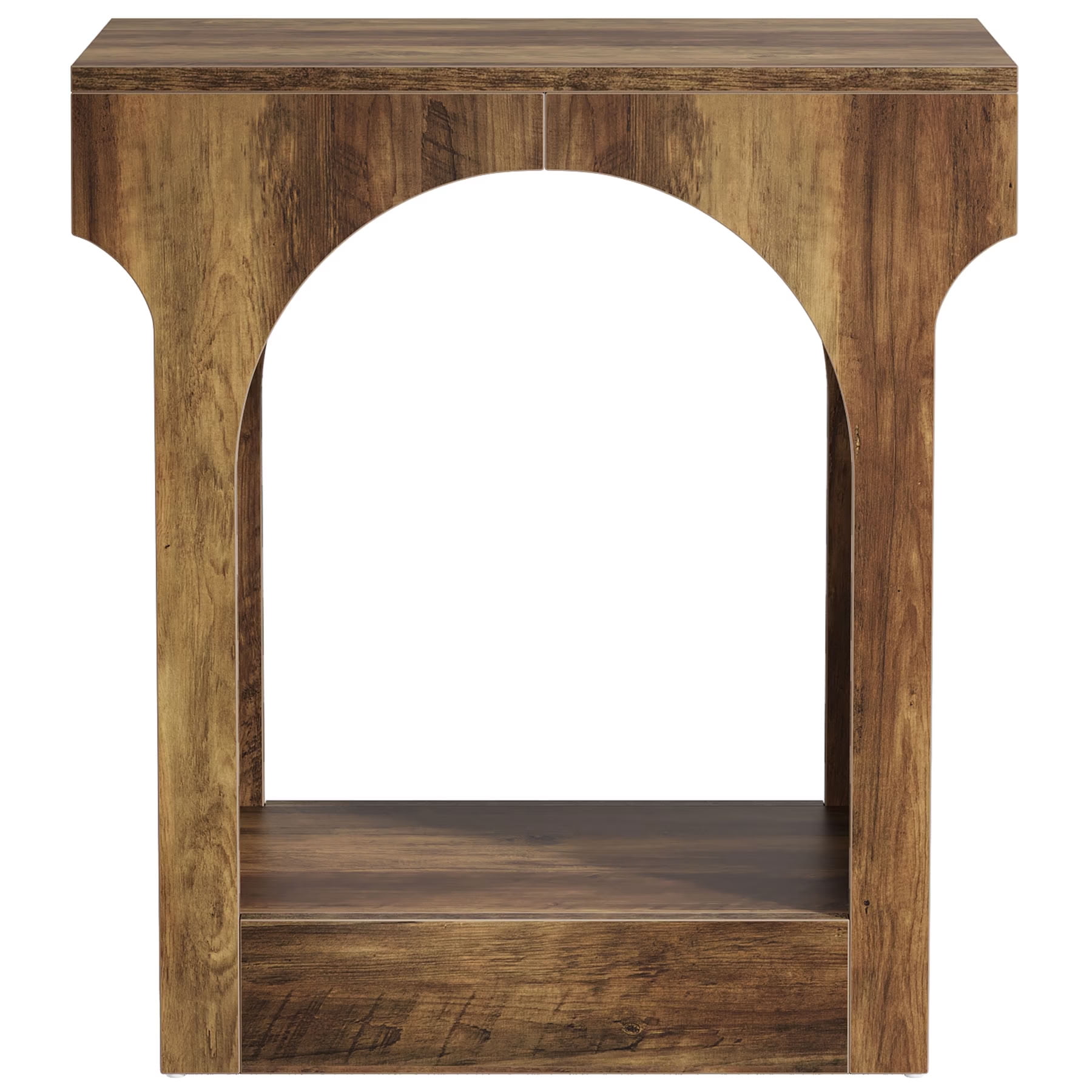 MAYEERTY 2-Tier Wood End Table, Mid-Century Modern Side Table with Arched Storage Space, for Living Room, Bedroom