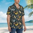 thumbnail image 5 of Xecao Flowers Butterfly print Hawaiian shirt - a stylish short-sleeve button-down for men, perfect for casual beach and tropical outings., 5 of 9