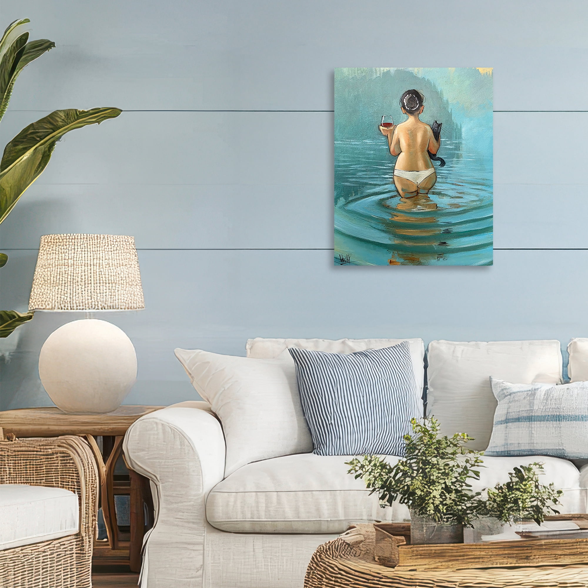 Stupell Industries Cat & Wine Dip At Twilight Canvas Wall Art, design by Ronald West