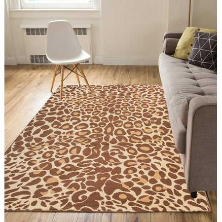 Well Woven Cappuccino Leopard Brown 5x7 (5'3