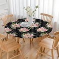 thumbnail image 3 of Pioneer Flower Floral Print Pattern Round Fitted Tablecloth with Elastic Edge,Dining Table Cover Waterproof,Outdoor Round Tablecloth for Camping,Dining,Indoor and Outdoor, 3 of 7