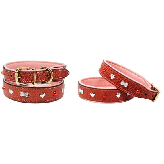 Small 13''- 17'' Soft Genuine Leather Padded Dog Puppy Collar 60AA264PK