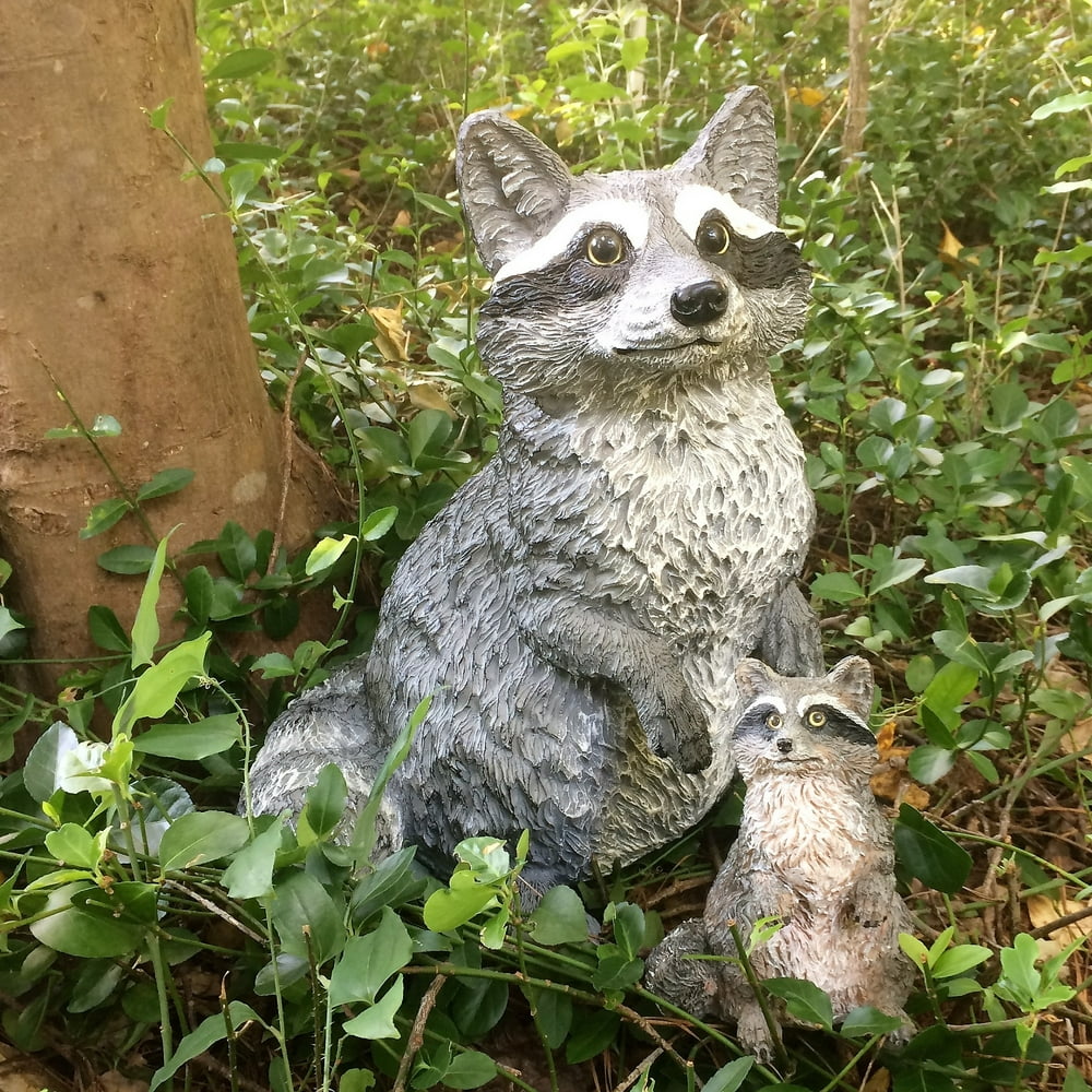 Homestyles 16 in. Large Raccoon and 6 in. Baby Raccoon Home & Garden