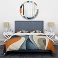 thumbnail image 3 of Designart "Symmetrical Visions Blue Orange Harmony" Abstract Shapes Bedding Covert Set - Abstract Blue Modern Bed Set With 1 Sham, 3 of 6