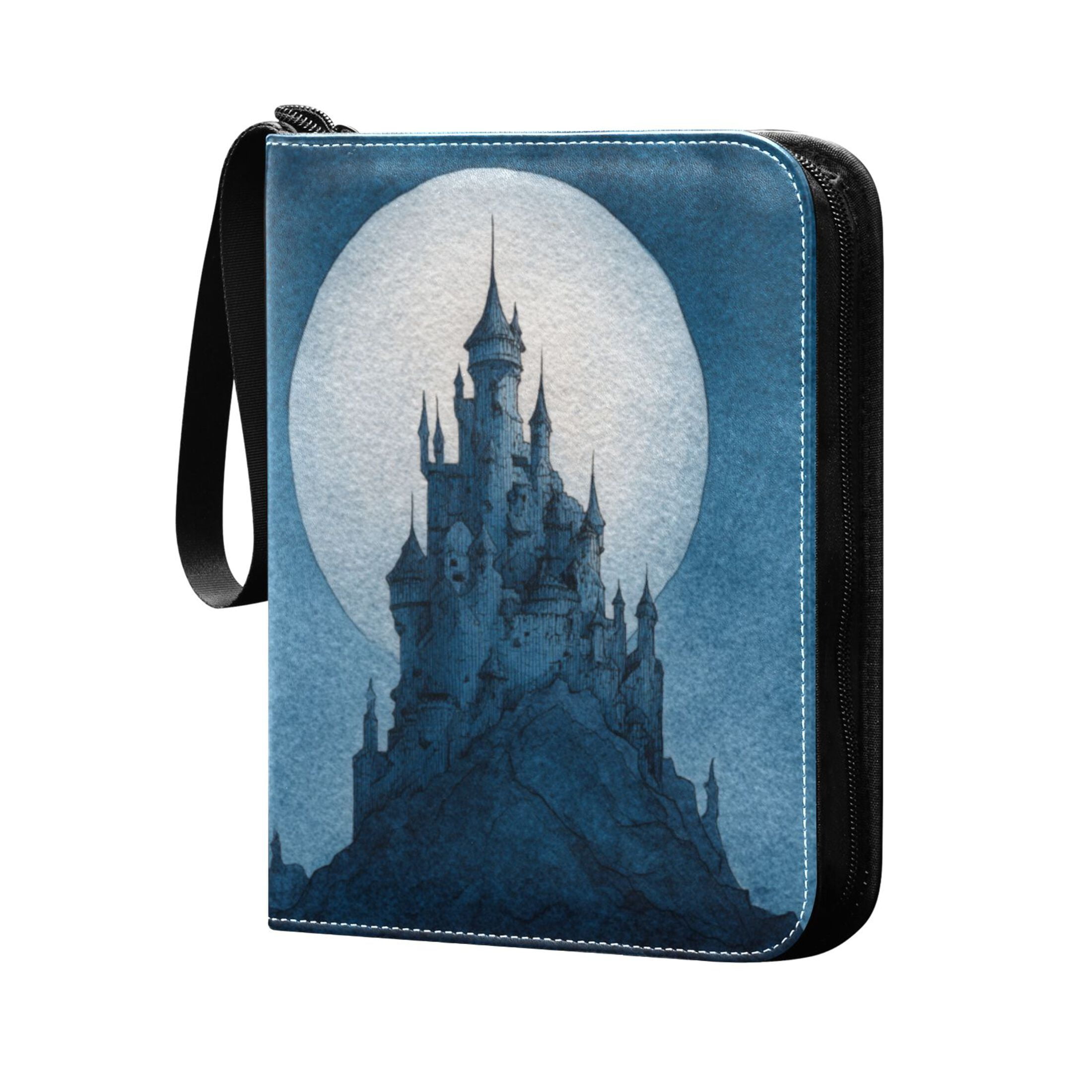 Game Card Storage Bag Collectible Trading Card Albums The 4-Pocket Card Binder With 50-Page Sleeve Can Hold 400 Game Cards Beautiful Blue Castle