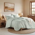 thumbnail image 3 of Regency Heights Full/Queen Comforter Sets, Reversible 3 Piece Extra Soft Bedding Set, Chambray Print Sage Green Comforter Bed Set with Pillow Shams, 3 of 12