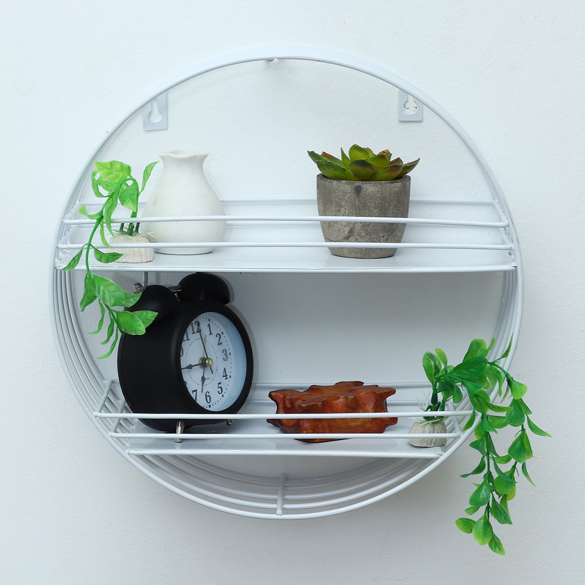 2 Tier Round Wall Shelf Floating Shelves Storage Holder,Decorative Wall Shelf Racks Organizer
