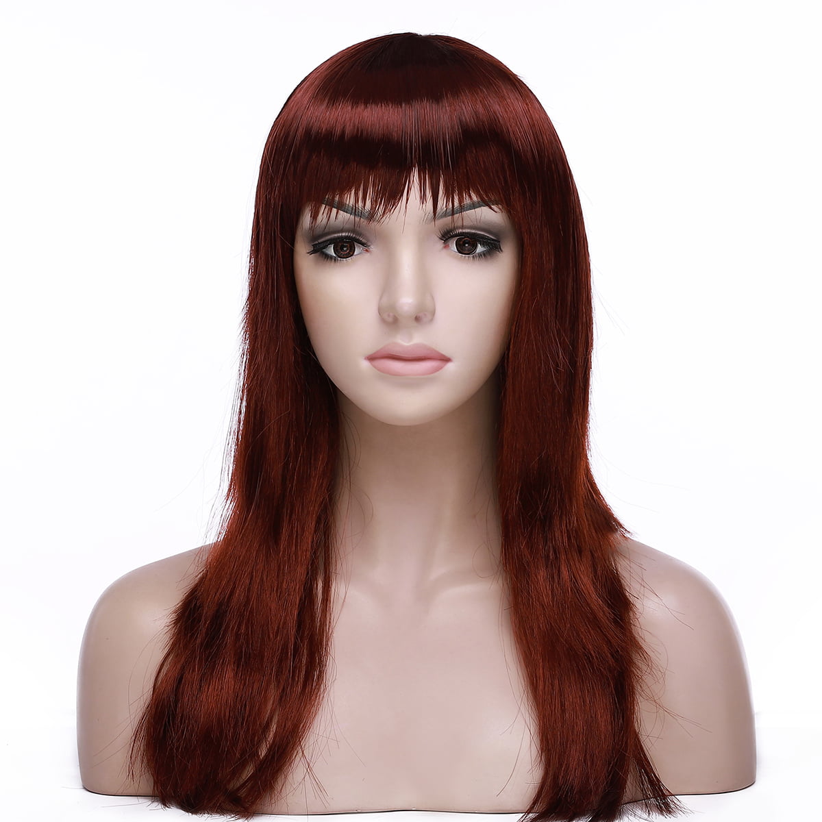 S-noilite Long Curly Synthetic Wig with Bangs Hair Wigs Straight Wig