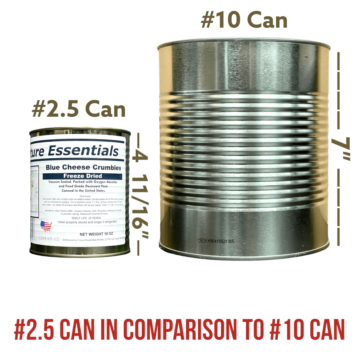 (12 Cans Pack) Future Essentials Freeze Dried Long Shelf Life Emergency Food Crumbled Blue Cheese #2.5 / 10oz / Can