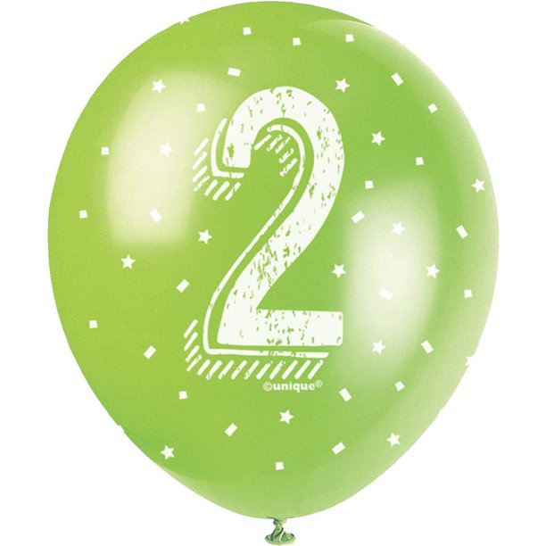 Unique Party - Globos Diseño Perlado de Látex 2º Cumpleaños - Pack de 5 (Verde)