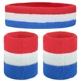 thumbnail image 1 of GOGO Sweatband Set Sports Athletic Exercise Headband Wristband Set Red/White/Blue, 1 of 8