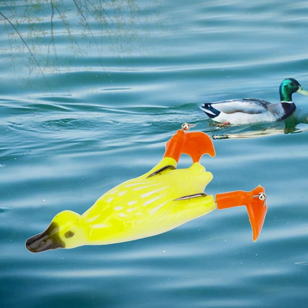 3D Artificial Double Duck Fishing , Soft Fishing s Floating for Freshwater  and Saltwater Fishing Hooks - Yellow