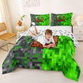 thumbnail image 3 of Castle Fairy Pixelated Miners Letter D Queen Comforter Set 3pcs for Kids,Abstract Geometric Blocks Bedding Comforter Set for Bedroom, 3 of 6