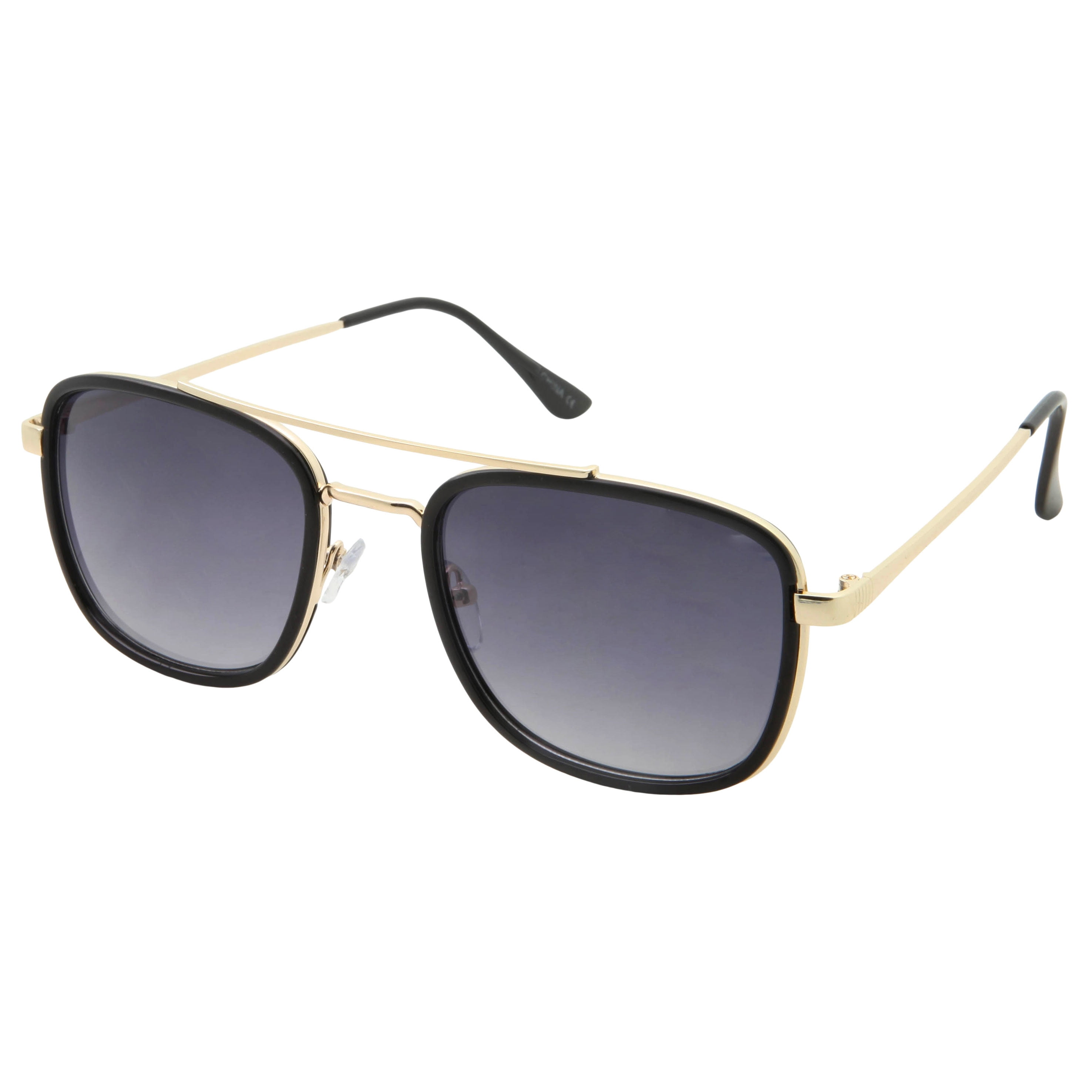 grinderPUNCH Square Pilot Sunglasses | Black and Gold | Costume Super ...