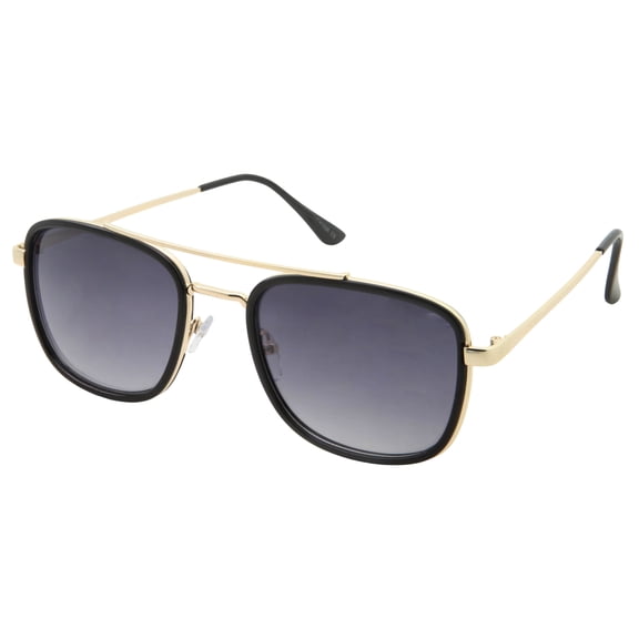 grinderPUNCH Square Pilot Sunglasses | Black and Gold | Costume Super Hero Retro Style