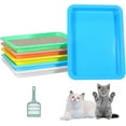 thumbnail image 1 of GHSDFBB 6 Pcs Kitten Litter Box, 6-Color Open Kitten Litter Box, Shallow Litter Box, with a Litter Scoop, Suitable for Cats and Other Small Pets, 1 of 7
