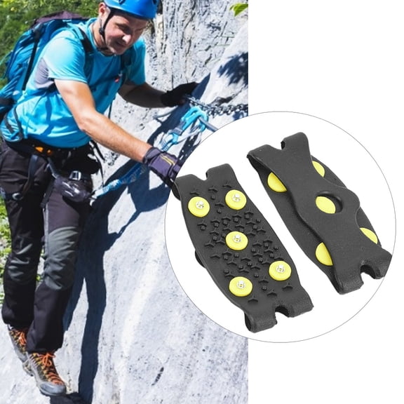 Tebru Non-Slip Shoes Cover,1 Pair 5-Toothed Outdoor Spring Claw Crampons Boots Non-Slip Ski Ice Shoes Cover Accessory, Ski Shoes Cover