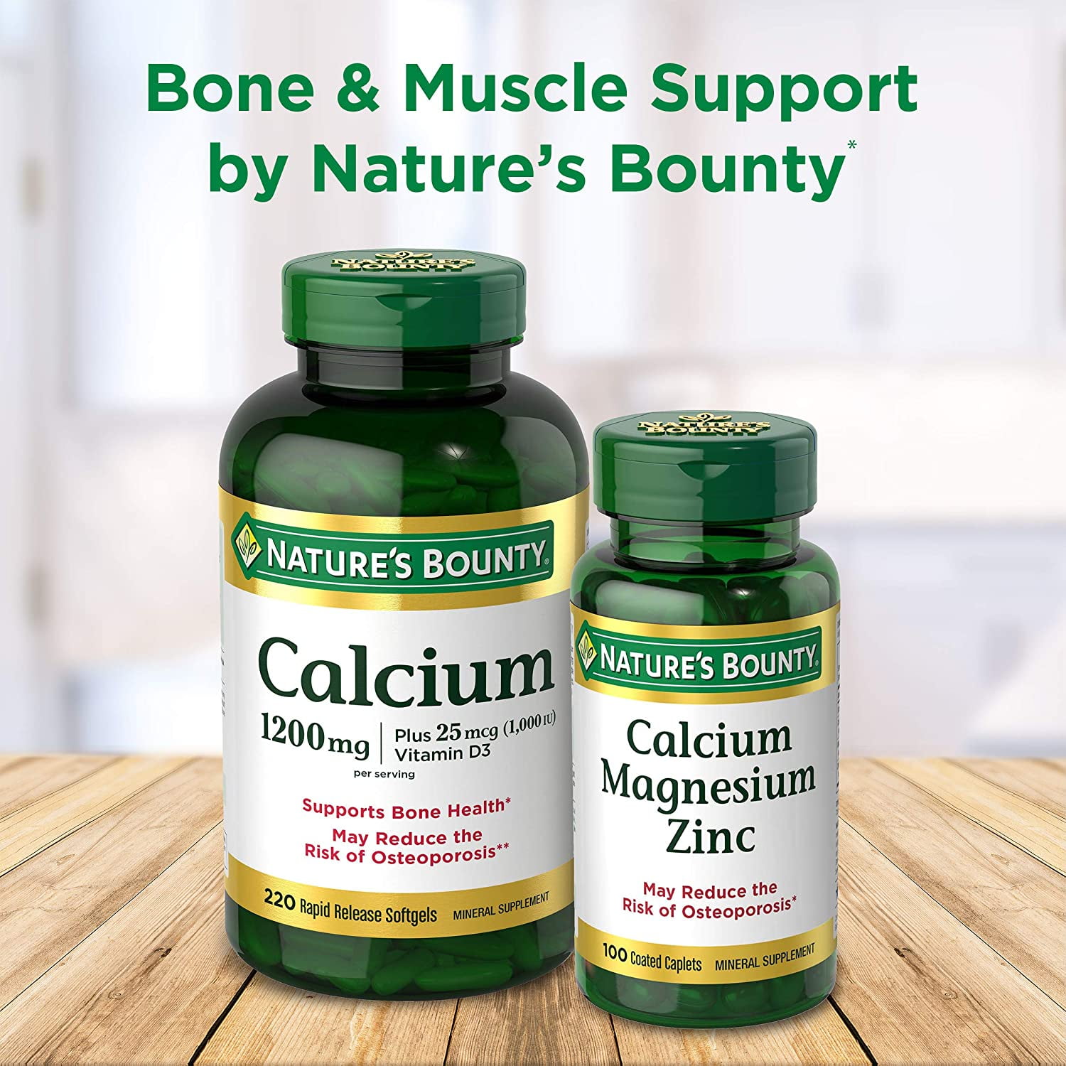 Nature's Bounty Calcium 1200mg Plus 1000IU Vitamin D3, Softgels 220 ea (Pack of 3)