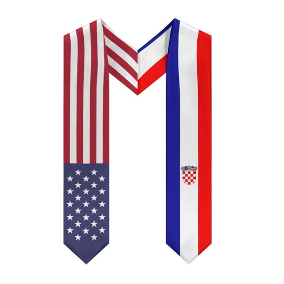 More design Graduation shawl Croatia Flag & United States Flag Stole Sash Honor Study Aboard International Students