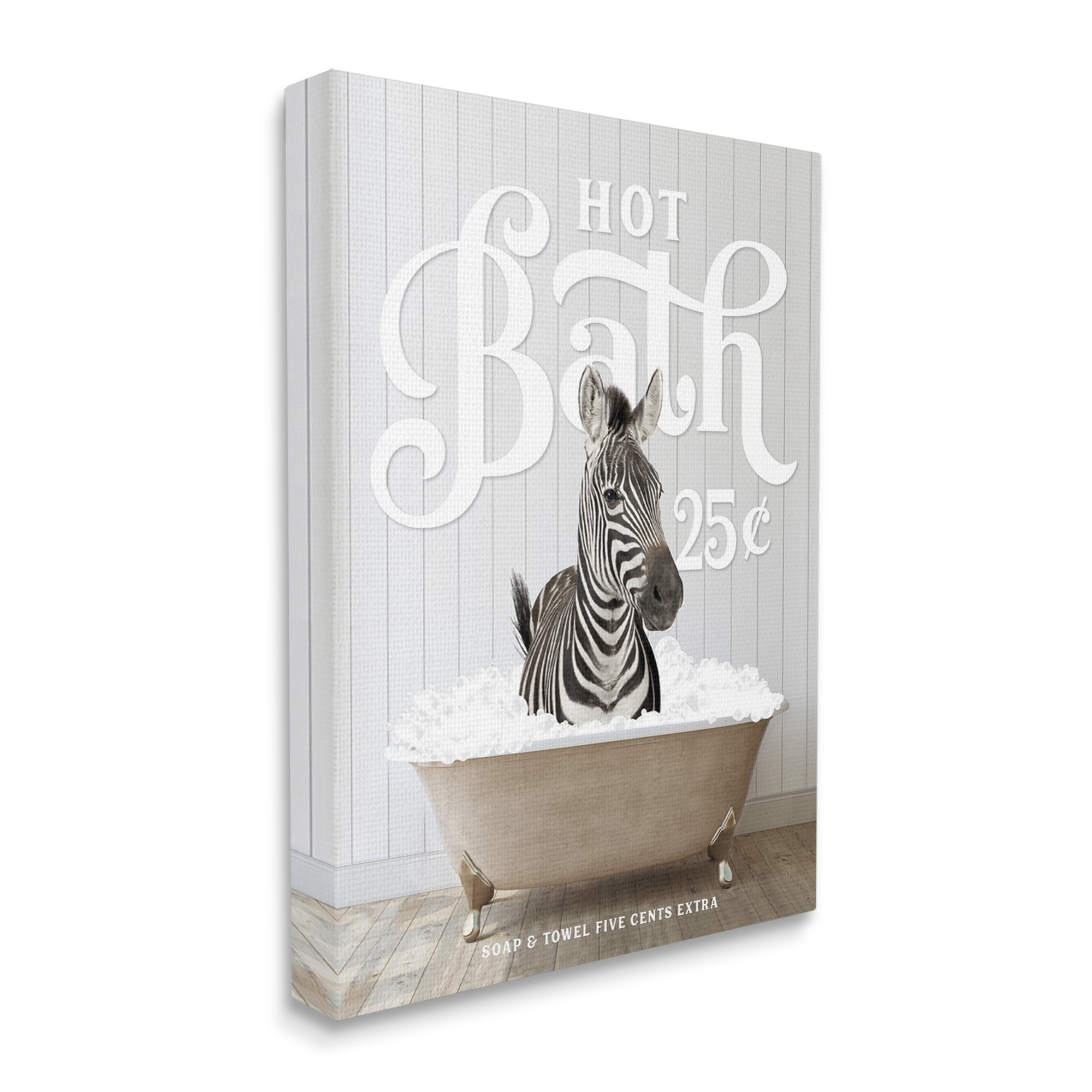 Stupell Industries Vintage Bathroom Zebra Animals & Insects Painting Gallery Wrapped Canvas Print Wall Art, 16 x 20