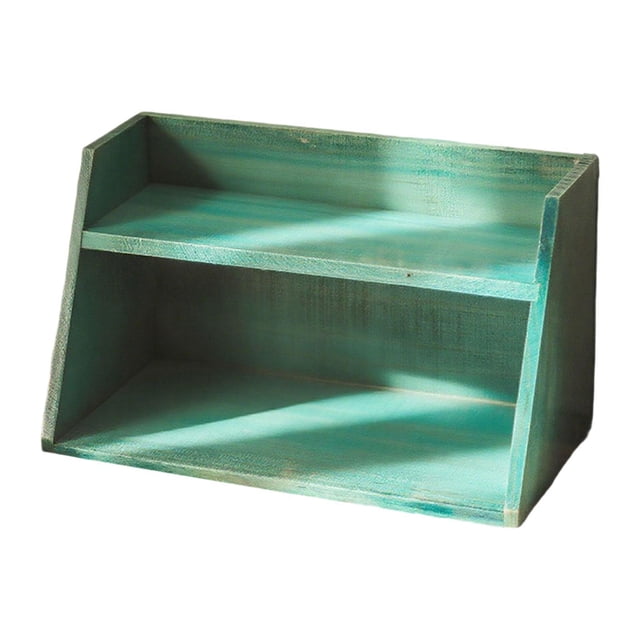 Organizador de encimera de madera, soporte para cosméticos, regalos, organizador de maquillaje, almacenamiento de madera Azul Verde