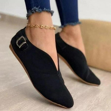 

Women Loafers Retro Pointed Toe Suede Flat Shoes 2021 Summer Slip On Casual Shoes Female Feetwear Zapatos Mujer Plus Size 35-43