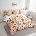thumbnail image 3 of Homewish Boho Chicken 7 Pieces Bedding Comforter Set,Rustic Flower Full Bedding Set,Orange White Fitted Sheet Flat Sheet For Men Women,Microfiber Bedroom Decor Reversible, 3 of 8