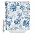 thumbnail image 2 of Coastal Coral Waterproof Fabric Shower Curtain, Blue Grey Ocean Marine Plant Summer Fish Shower Curtain for Bathroom Curtains Bathtubs Hotel Washable Shower Curtains with 12 Hooks Standard 72x72, 2 of 6