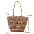 thumbnail image 4 of Bolso de mano informal GEEK de gran capacidad tejido de paja para mujer, bolso de hombro para playa, vacaciones de verano, diseño hueco de lujo a la moda, bolso de mano femenino, 4 of 5