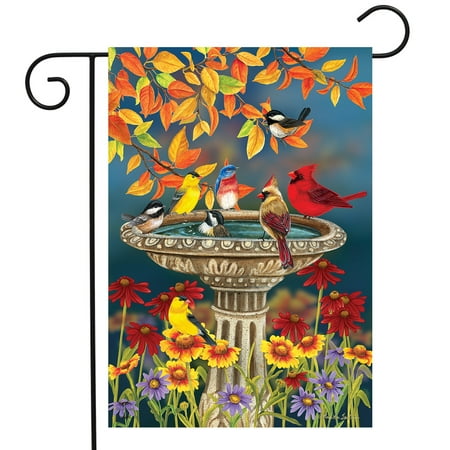 Fall Birdbath Floral Garden Flag Cardinals Bluebird 12.5