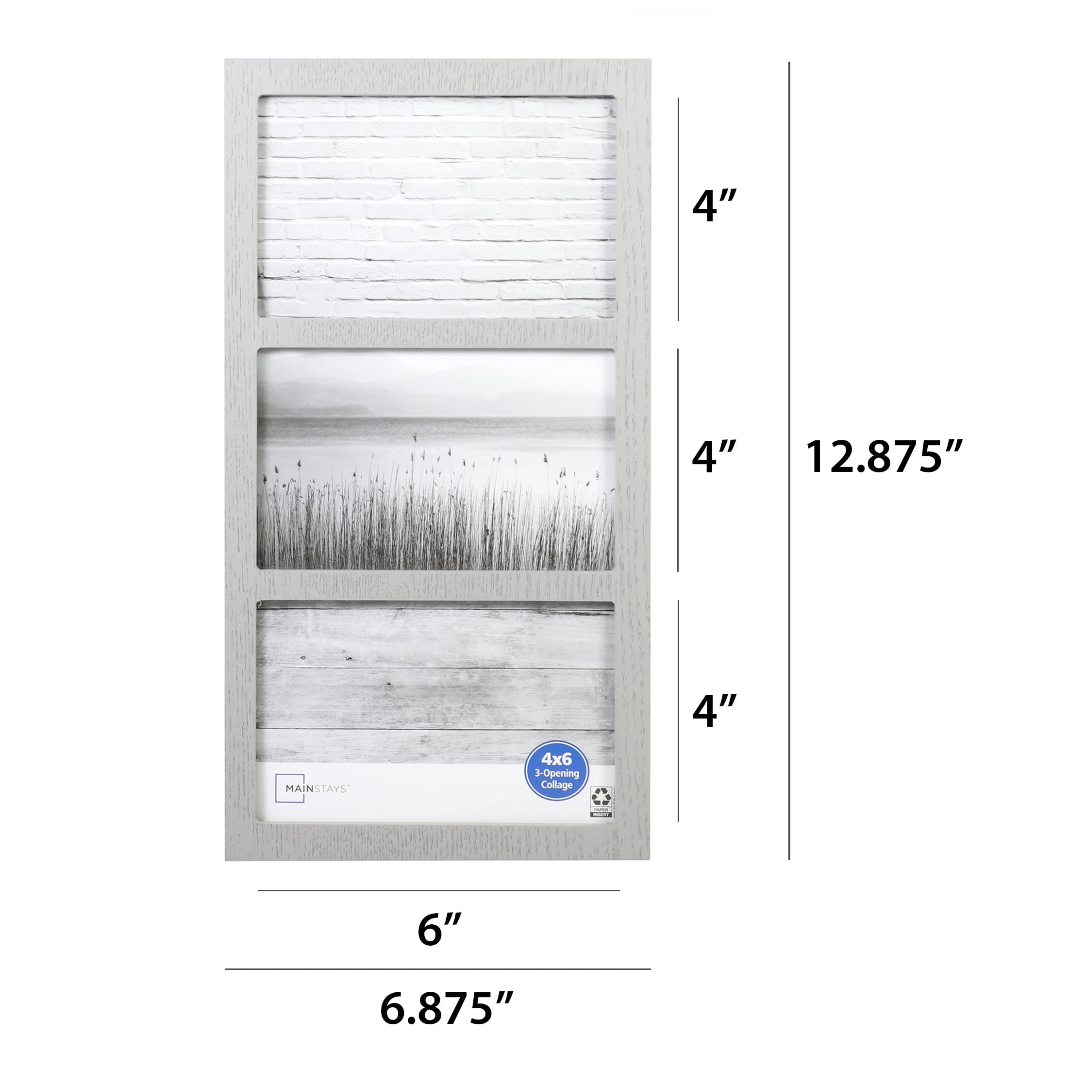 Mainstays 8x10 Matted to 2 - 4x6 openings Format Picture Frame, Set of 6