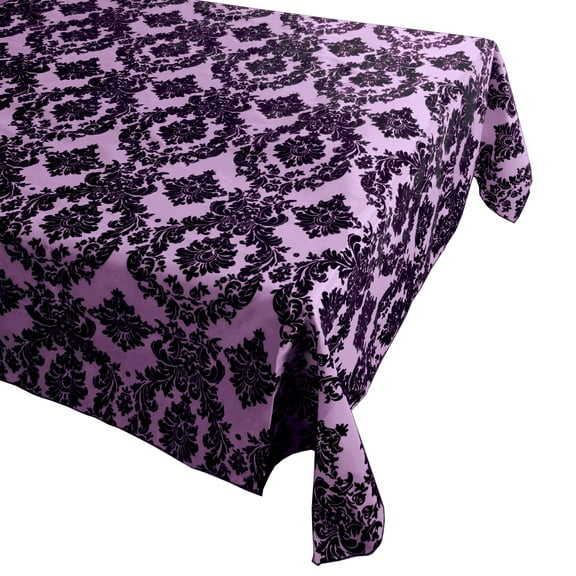 Flocking Damask Taffeta Tablecloth Lavender