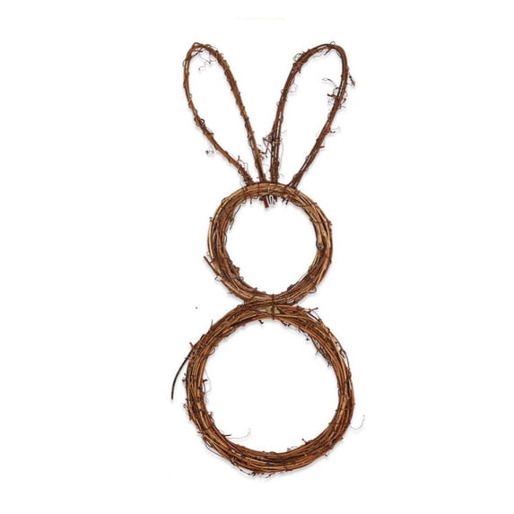 23.6" Easter Bunny Wreath,Easter DIY Wreath Rabbit Rattan Circle,Foldable Rattan Rabbit Pendant,Rattan Bunny Wall Hanging Ornament,Easter Decoration