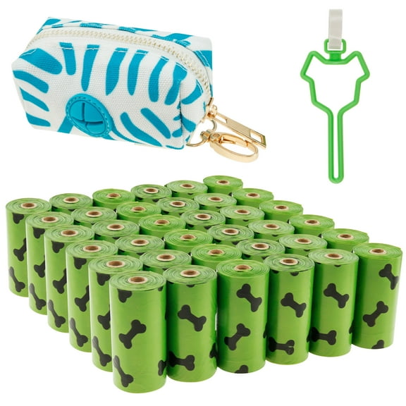 36 Rolls Dog Poop Bags with Dispenser Bone Print Pet Poop Bags with Waste Bag Clip Thick Dog Waste Bags Large Dog Poop Pickup Bags Dog Garbage Bags for Dogs Outdoor Walking