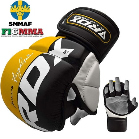 RDX Martial Arts T6 Grappling Gloves, Yellow, X-Large