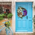 thumbnail image 2 of Easter Wreath Door Hanging Decoration with Cross, Bouquet Garland for Front Door Decor, Simulation Plant Flower Link Day Decorations Grape Vines Wreath, 2 of 4