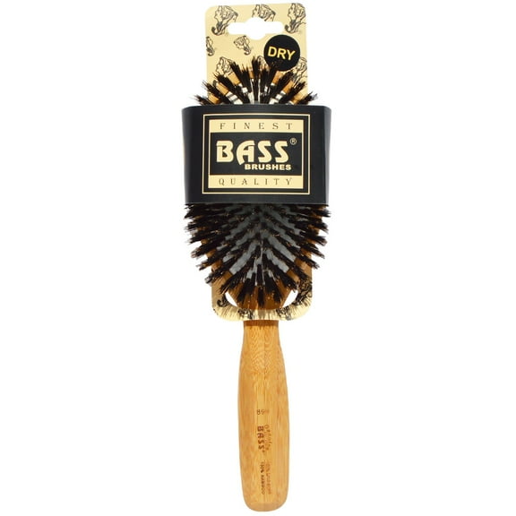 Bass Brushes Large Oval Cushion Style 100% Natural Boar Bristles Beveled Dark Bamboo Handle 1 Brush