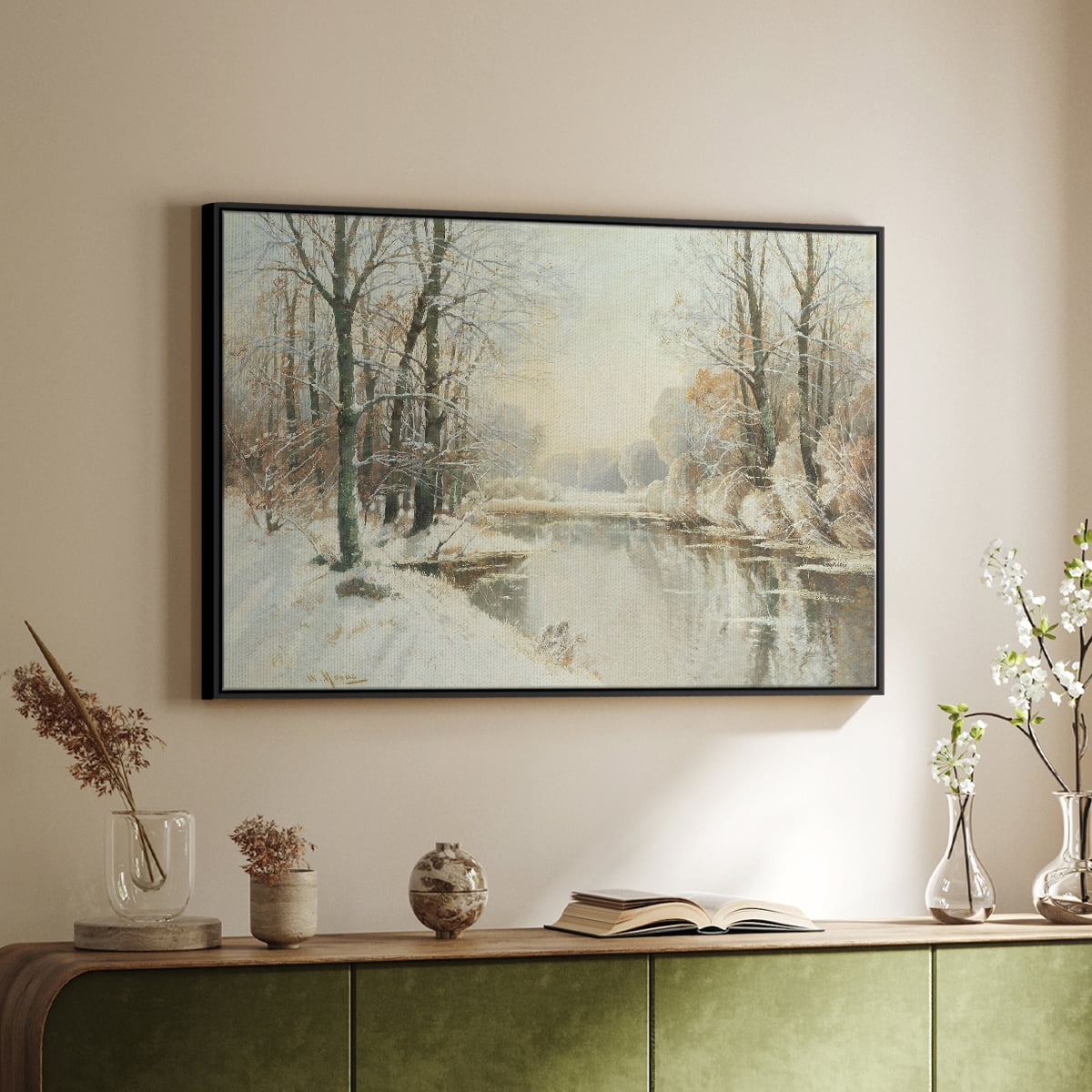 Vintage Landscape-CCLXXXII By Wexford Home Framed in Black Wood Gallery Wrapped Canvas 25 in. x 37 in.