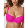 thumbnail image 3 of DELIMIRA Women's Balconette Lace Bra Plus Size Sexy See Through Unlined Underwire Bras, 3 of 5