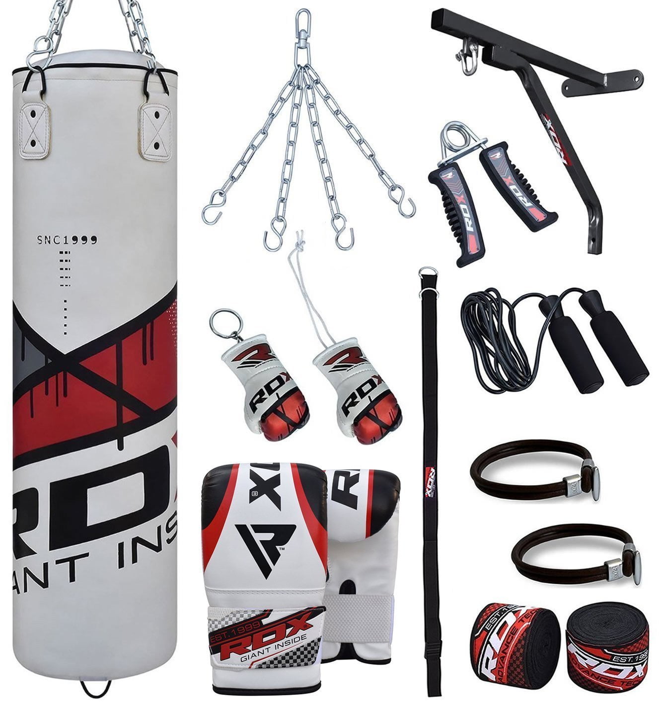 RDX Zero Impact Heavy Punching Bag 17pc Boxing Leather Mitts Gloves by RDX
