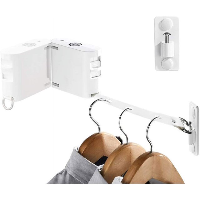 Tendedero Telescópico, 1 Rollo de Tendedero de 4,2 m, 37 Orificios, Apto para Uso Interior y Exterior (Blanco) oso de fresa Electrónica