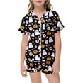 thumbnail image 5 of Gelikeya Pajamas for Teens 10-12 Halloween Pajamas Button Up Shirts Shorts 2pc Outfits All Saints' Day Loungewear Preppy Clothes 2-13Y (Black, 10-11 Years), 5 of 5