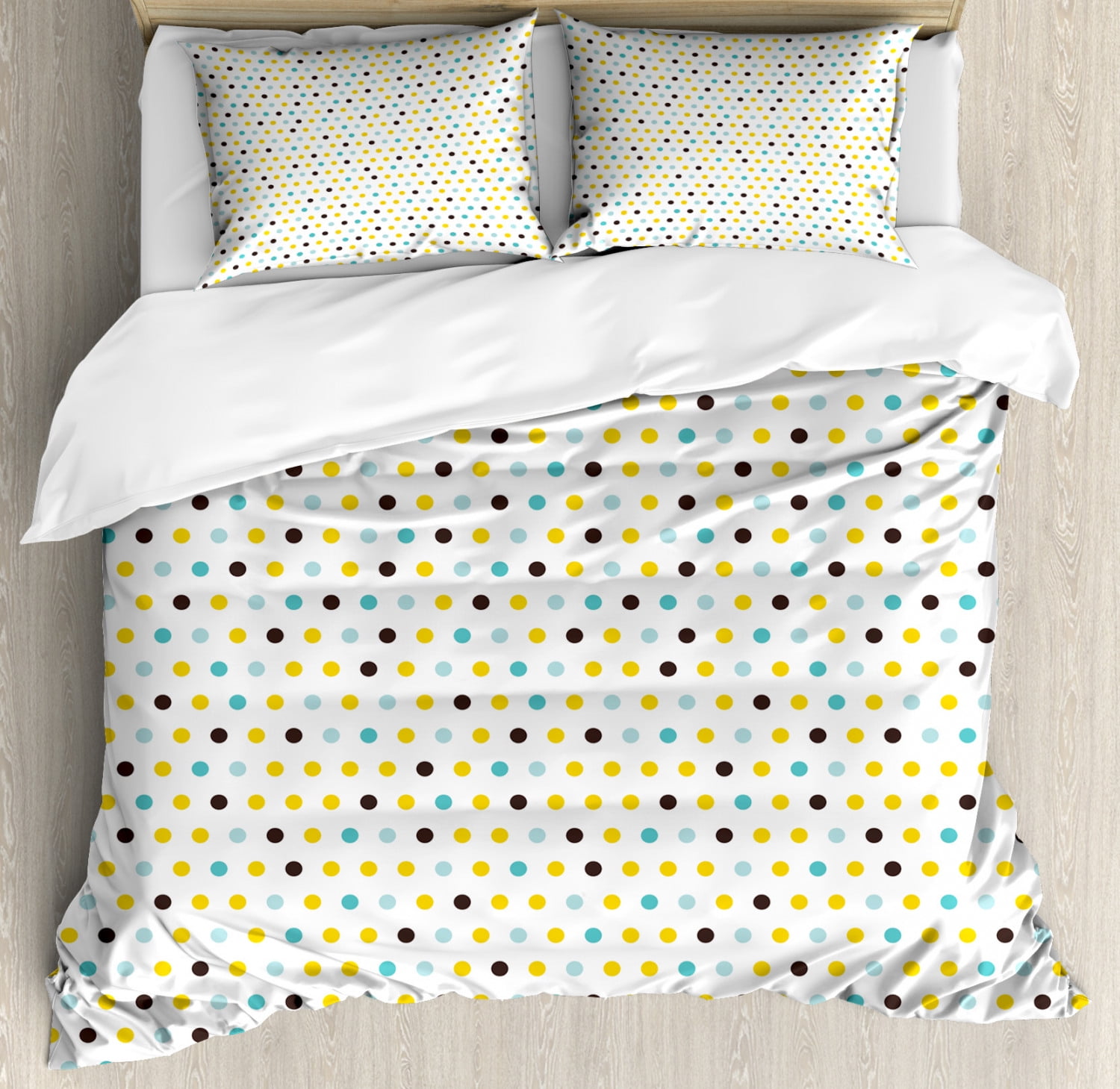 Retro Duvet Cover Set, Polka Dots Rounds Vintage Retro 60s 50s Themed