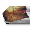 thumbnail image 3 of Scenery Soft Flannel Fleece Throw Blanket, Floral Theme Landscape of Cosmos Flower Field in Sky Sunset Illustration, Cozy Plush for Indoor and Outdoor Use, 60" x 80", Orange and Yellow, by Ambesonne, 3 of 6